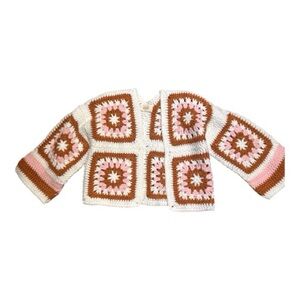 Tullabee Kennedy pink granny square crochet cardigan Size 2-3T
